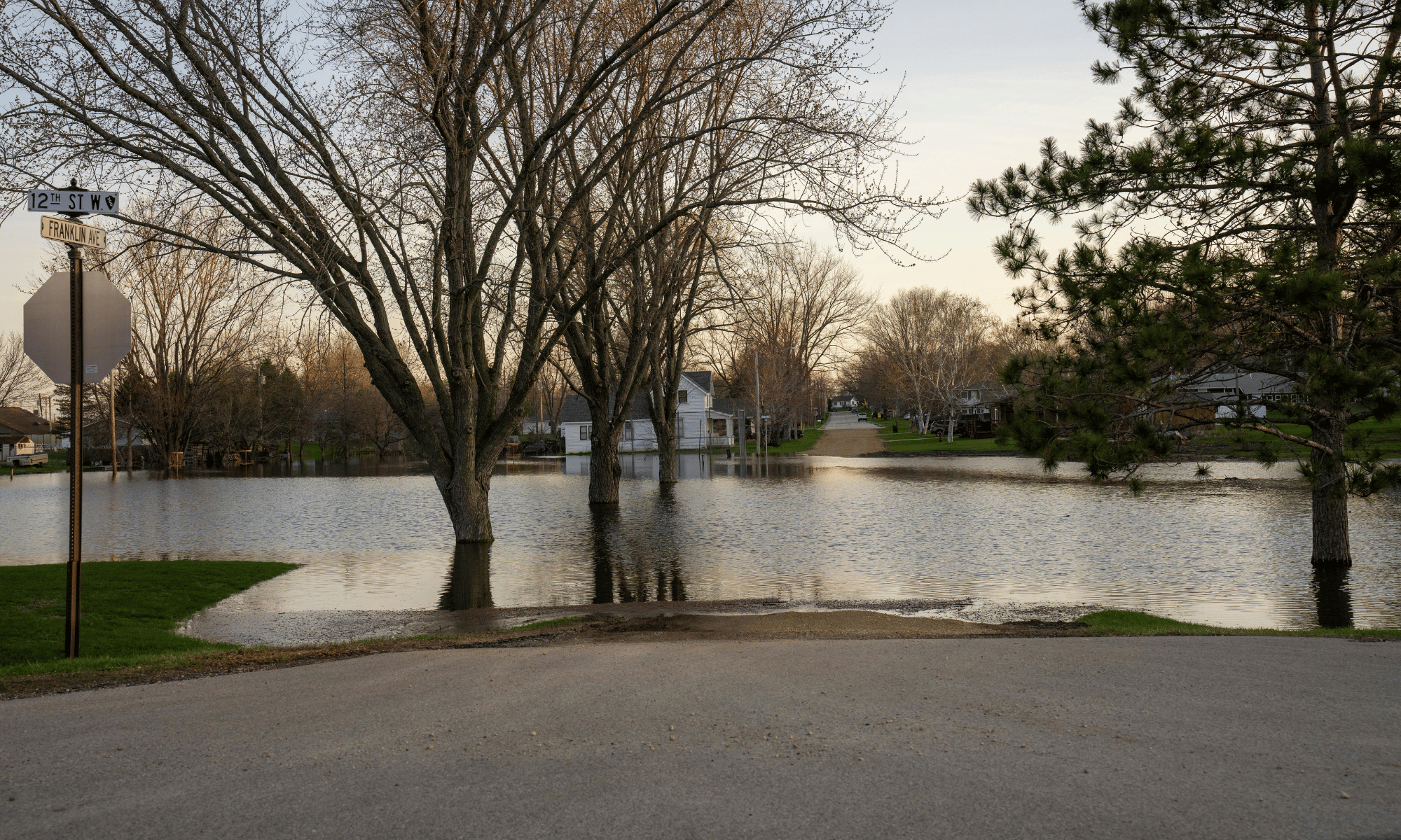 Flooded neighborhood street